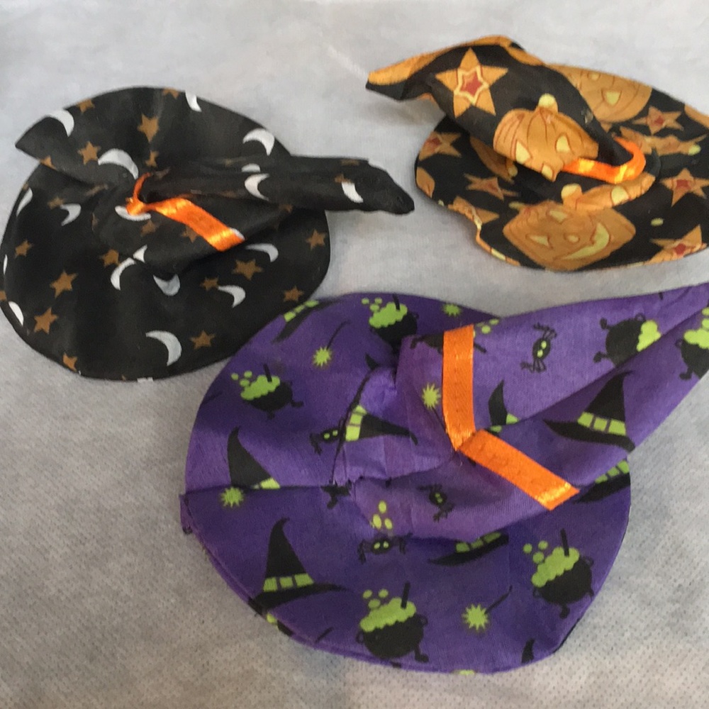 Three Halloween hats for pets, pumpkins, or whatever